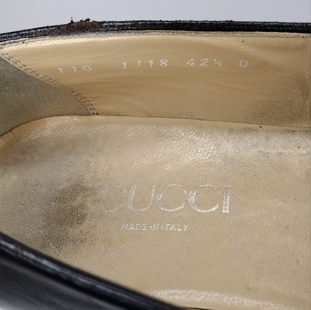 Gucci Men's Black Leather Tassel Slip On Dress Loafers Size 9.5 - Picture 12 of 15